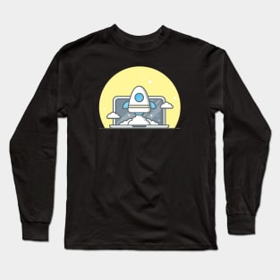 Start up rocket launch cartoon Long Sleeve T-Shirt